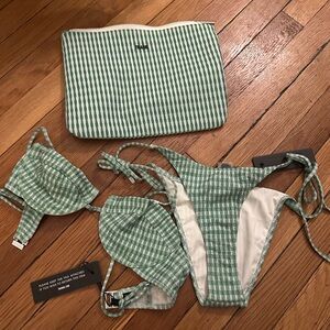 NWT Triangl Swimwear Green and White Bikini Set